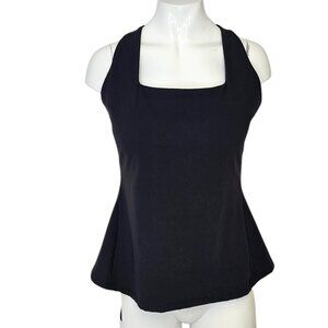 Buffbunny Collection Womens Strappy Back, Square Neck Tank Top, Black, L